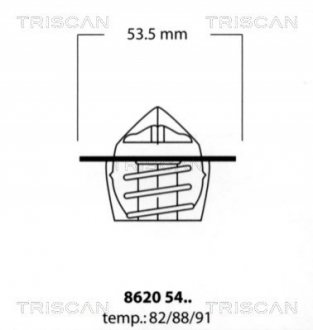 Термостат Citroen/Peugeot 88C 1.0-1.6 87- TRISCAN 86205488 (фото 1)
