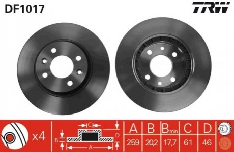 Диск тормозной TRW DF1017 (фото 1)