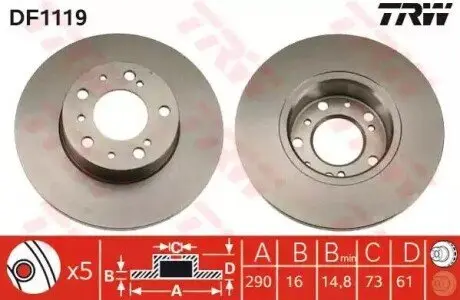 Диск тормозной TRW DF1119