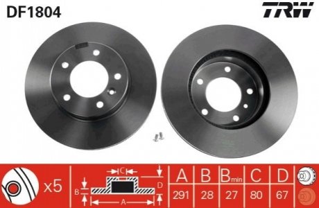 Диск тормозной TRW DF1804 (фото 1)