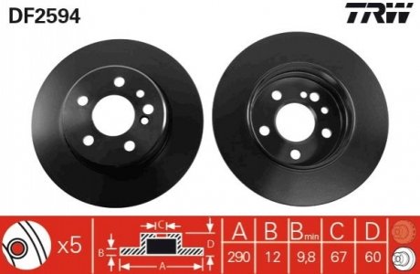 Диск тормозной TRW DF2594 (фото 1)