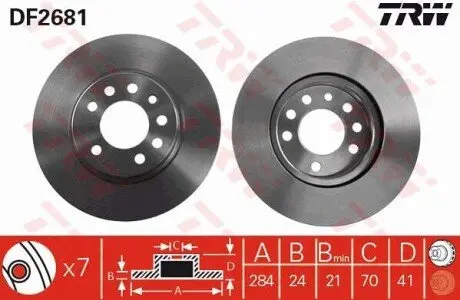 Диск тормозной TRW DF2681