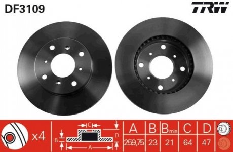 Диск тормозной TRW DF3109 (фото 1)