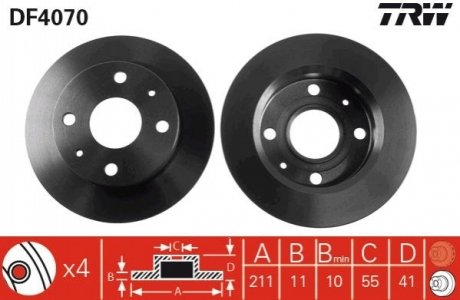 Диск тормозной TRW DF4070 (фото 1)