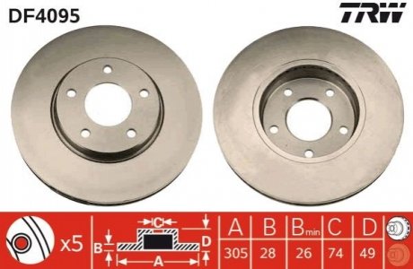 Диск тормозной TRW DF4095 (фото 1)