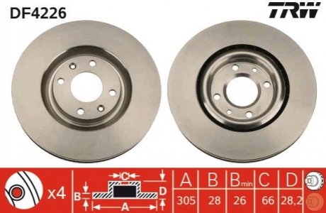 Диск тормозной TRW DF4226 (фото 1)