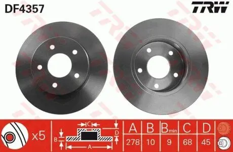 Диск тормозной TRW DF4357 Купить в Украине