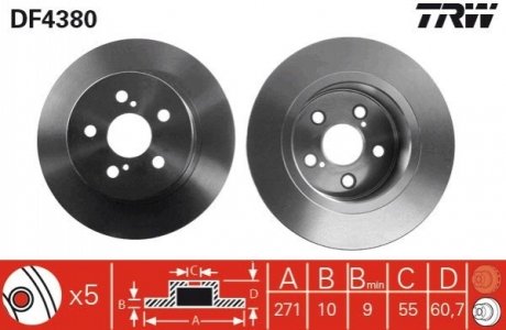 Диск тормозной TRW DF4380 (фото 1)