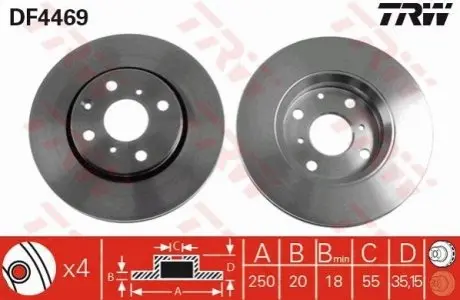 Фото 1 — Диск тормозной TRW (DF4469) Фото Диск тормозной TRW (DF4469) изображение 1