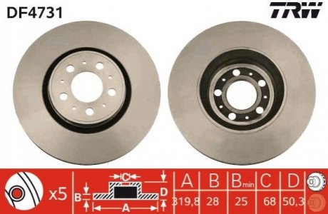 Диск тормозной TRW DF4731 (фото 1)