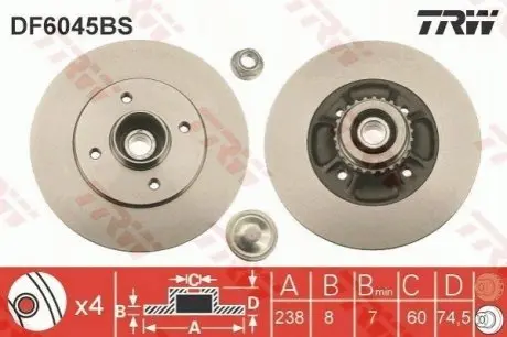 Гальмiвнi диски з пiдшипником TRW DF6045BS Купити в Україні