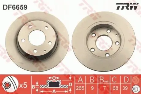 Диск гальмівний задн Лів/Прав MAZDA 3, CX-3, CX-30 1.5-2.2D 07.13 TRW DF6659 Купити в Україні