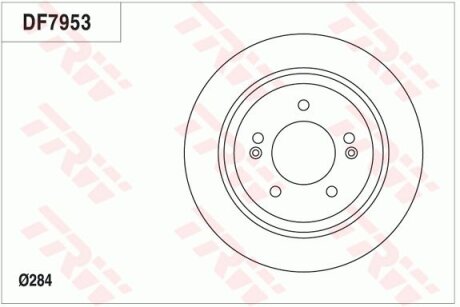 Диск тормозной (1 шт.) HYUNDAI/KIA Grandeur/Optima/Soul &quot;R D=284mm &quot;11&gt;&gt; TRW DF7953 (фото 1)