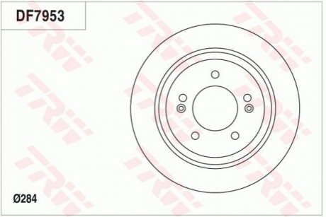 Диск гальмівний (1 шт.) HYUNDAI/KIA Grandeur/Optima/Soul "R D=284mm "11>> TRW DF7953 (фото 1)