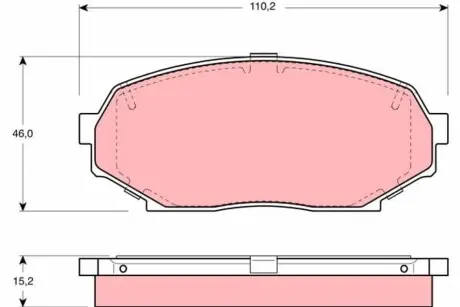 Комплект гальмівних колодок передн, GEO STORM MAZDA MX-5 I 1.6/1.8 01.89-04.98 TRW GDB1028