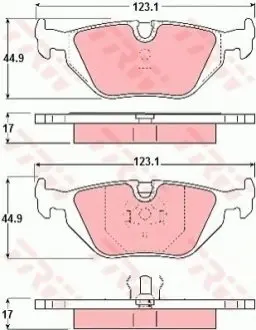Комплект гальмівних колодок задн, BMW 3 (E36), 3 (E46), Z1, Z3 (E36), Z4 (E85), Z4 (E86) MG MG X-POWER 1.6-4.6 06.88-02.09 TRW GDB1189