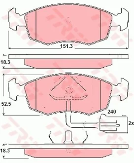 Комплект гальмівних колодок передн, FORD SCORPIO I, SIERRA, SIERRA I 2.0-2.9 08.82-12.94 TRW GDB1208