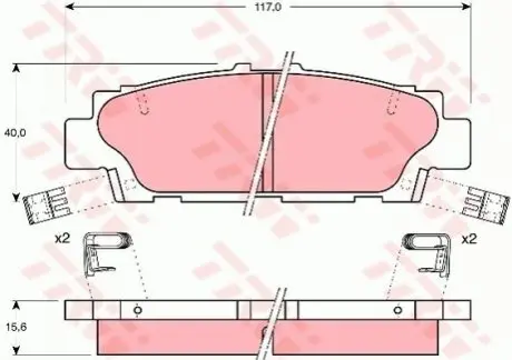 Комплект гальмівних колодок задн, LEXUS LS 4.0 12.89-12.95 TRW GDB1257