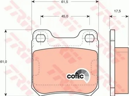 Фото Комплект гальмівних колодок, дискове гальмо TRW (GDB1302) зображення 1