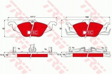 Комплект тормозных колодок, дисковый тормоз TRW GDB1351DTE