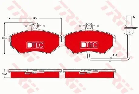 Керамічні гальмівні колодки передн, AUDI A4 B5, A4 B6, A4 B7 SEAT EXEO, EXEO ST VW PASSAT B5 1.6-3.0D 11.94-05.13 TRW GDB1366DTE