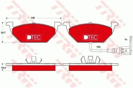 Керамічні гальмівні колодки передн, AUDI A2, A3 SEAT ALTEA, ALTEA XL, IBIZA III, IBIZA IV, IBIZA IV SC, IBIZA IV ST, LEON, TOLEDO II, TOLEDO III SKODA FABIA I, FABIA I PRAKTIK 1.2-3.2 09.96 TRW GDB1386DTE Купити в Україні