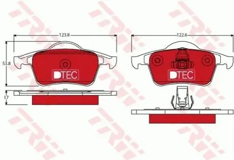 Керамічні гальмівні колодки задн, VOLVO S60 I, S70, S80 I, V70 I, V70 II, XC70 I 2.0-3.0 12.95-04.10 TRW GDB1389DTE