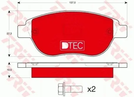 Керамічні гальмівні колодки передн, CITROEN BERLINGO, C3 I, C4, C4 I, XSARA, XSARA PICASSO FIAT IDEA LANCIA MUSA PEUGEOT 1007, 206, 207, 307, PARTNER 1.3D-2.0D 02.98 TRW GDB1464DTE