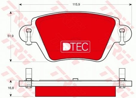 Комплект гальмівних колодок, дискове гальмо TRW GDB1525DTE (фото 1)