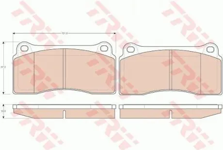 Комплект гальмівних колодок передн, FERRARI F40, F50 TARGA JAGUAR XJ, XK 8 NISSAN GT-R 3.0-4.7 02.88 TRW GDB1536