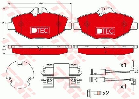 Комплект тормозных колодок, дисковый тормоз TRW GDB1542DTE (фото 1)