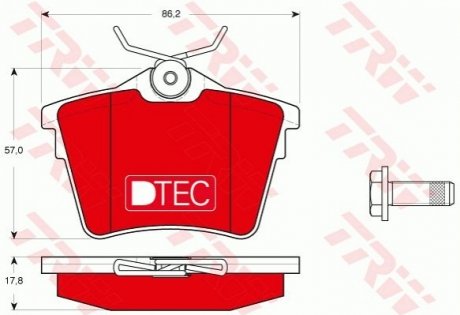 Комплект тормозных колодок, дисковый тормоз TRW GDB1596DTE