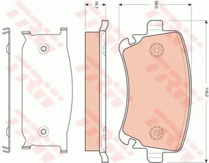 Комплект гальмівних колодок задн, AUDI A6 C6, A8 D3 5.0/5.2 06.06-08.10 TRW GDB1661