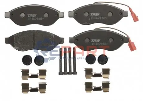 Фото Колодки гальмівні (передні) Citroen Jumper/Fiat Ducato/Peugeot Boxer 06- (Brembo) (з датчиком) TRW (GDB1681) зображення 1