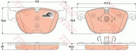 Колодки гальмівні (передні) BMW X4 (F26) 14-18/X5 (E70/F15/F85) 06-18/X6 (E71/E72/F16/F86) 08-19 TRW GDB1726 Купити в Україні