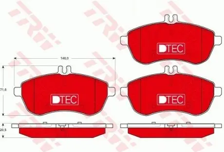 Керамічні гальмівні колодки передн, MERCEDES C (C204), C T-MODEL (S204), C (W204), E (A207), E (C207), E T-MODEL (S212), E (W212), SLC (R172), SLK (R172) 1.6-3.5 01.07 TRW GDB1736DTE