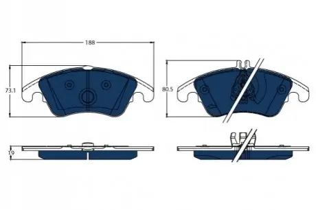 Комплект гальмівних колодок передн (для гібридних авто), MERCEDES C T-MODEL (S204), CLS SHOOTING BRAKE (X218), E (A207), E T-MODEL (S212), E (W212) 1.6-3.5 08.07-12.17 TRW GDB1737BTE