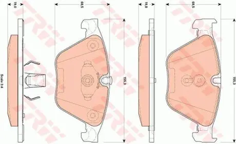 Комплект гальмівних колодок передн, BMW 5 (F10), 5 (F11), 5 GRAN TURISMO (F07), 6 (F12), 6 (F13), 6 GRAN COUPE (F06), 7 (F01, F02, F03, F04) 2.0-3.0H 08.09-10.18 TRW GDB1854 Купити в Україні