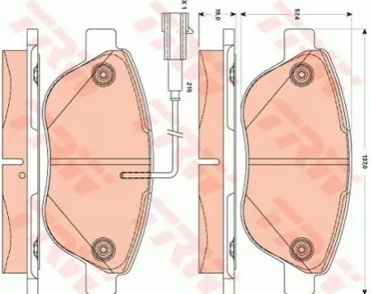 Фото Комплект гальмівних колодок, дискове гальмо TRW (GDB1878) зображення 1