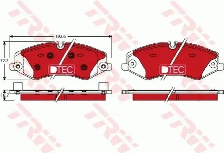 Керамічні гальмівні колодки передн, LAND ROVER DEFENDER, DISCOVERY IV, DISCOVERY V, RANGE ROVER III, RANGE ROVER IV, RANGE ROVER SPORT I, RANGE ROVER SPORT II 2.0-5.0 04.06 TRW GDB1898DTE