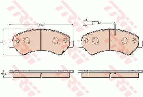 Комплект гальмівних колодок передн, CITROEN JUMPER III FIAT DUCATO OPEL MOVANO C PEUGEOT BOXER 2.0D-Electric 04.06 TRW GDB1982 Купити в Україні