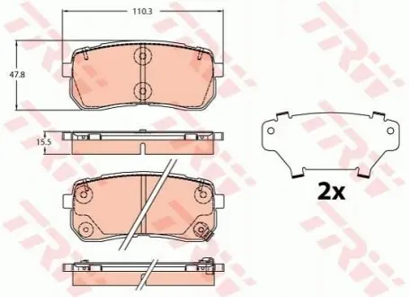 Комплект гальмівних колодок задн (з комплектуючими), HYUNDAI H-1 CARGO KIA CARNIVAL II, SORENTO III 2.0D-3.5 10.01 TRW GDB2112 Купити в Україні