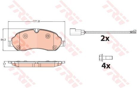 Тормозные колодки, дисковые. - (1840479, BK312K021AB, BK312K021AC) TRW GDB2117