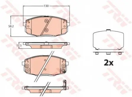 Комплект гальмівних колодок передн, HYUNDAI CRETA, KONA 1.0-2.0 01.16 TRW GDB2192 Купити в Україні