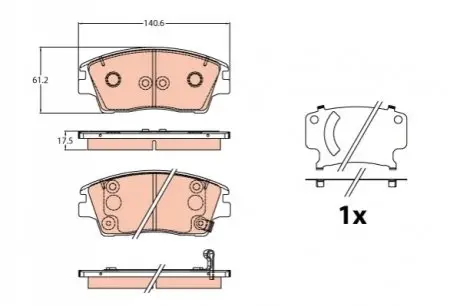 Комплект гальмівних колодок передн, HYUNDAI TUCSON KIA SPORTAGE IV 1.6-2.4 06.15-05.23 TRW GDB2197 Купити в Україні
