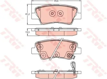 Комплект гальмівних колодок задн, HYUNDAI I10 II, I10 III, I20 ACTIVE, I20 II, I20 III, I30, I40 I, I40 I CW, IONIQ, KONA, SOLARIS, TUCSON, TUCSON/SUV KIA CARENS IV, CEED 1.0-Electric 07.11 TRW GDB2242 Купити в Україні
