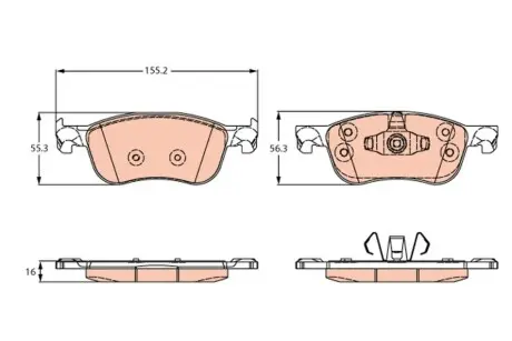 Комплект гальмівних колодок передн, FORD FIESTA VII 1.0-1.5D 05.17 TRW GDB2261 Купити в Україні