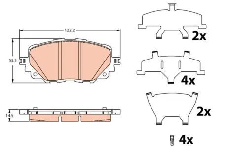 Комплект гальмівних колодок передн, ABARTH 124 SPIDER FIAT 124 SPIDER 1.4 03.16 TRW GDB2285