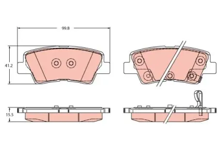 Комплект гальмівних колодок задн, HYUNDAI ACCENT IV, I10 II, I10 III, I20 ACTIVE, I20 II, I30, I40 I, I40 I CW, IONIQ, KONA, SOLARIS, SONATA VII, TUCSON, VELOSTER 1.0-Electric 06.10 TRW GDB2353