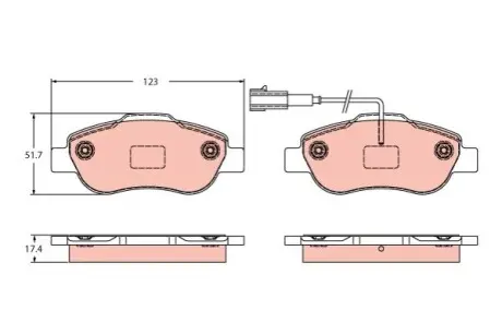 Комплект гальмівних колодок передн, FIAT 500, 500 C, PANDA 1.2-1.4CNG 09.03 TRW GDB2405